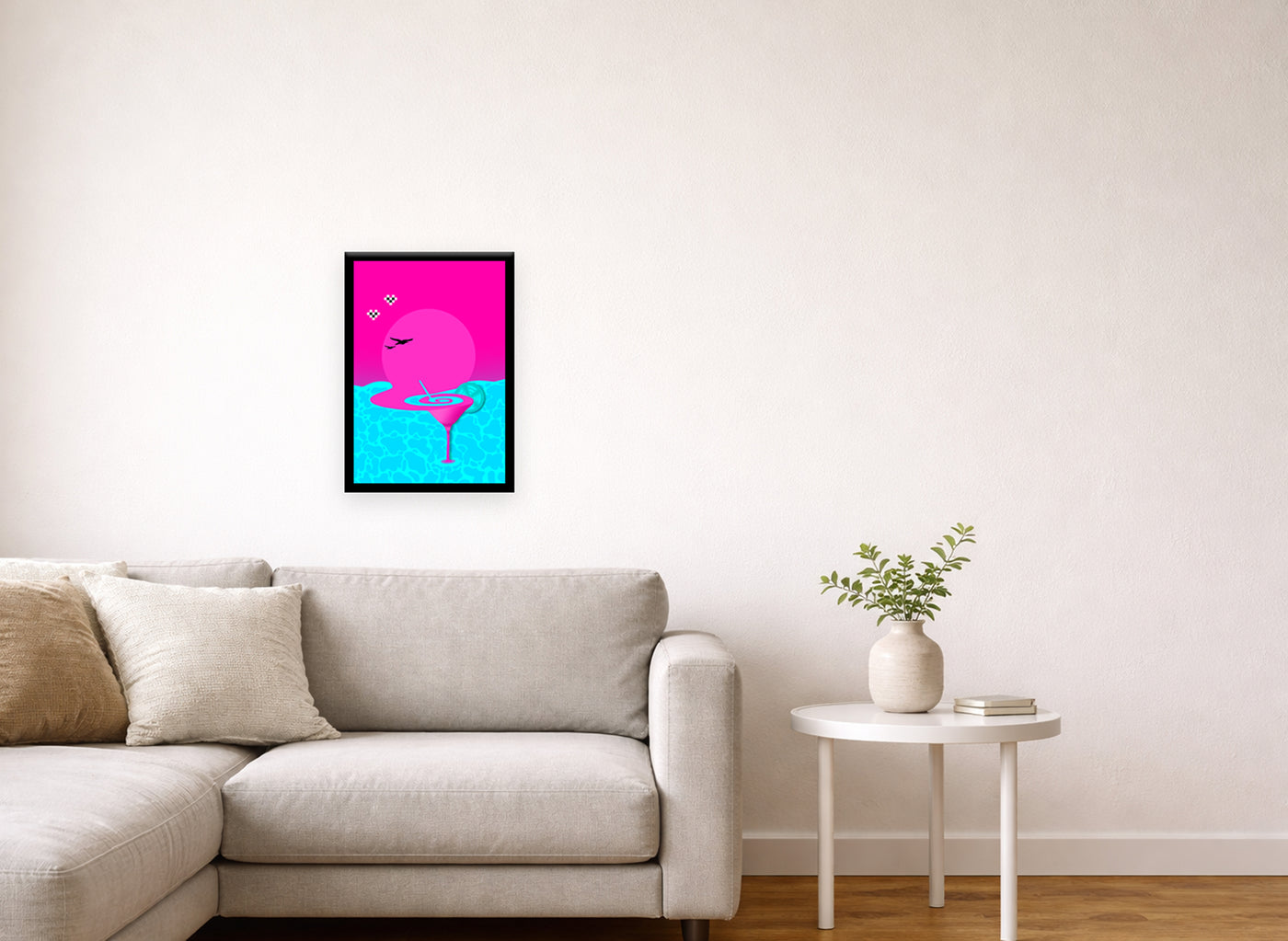 Cocktail Sun Poster in a styled room